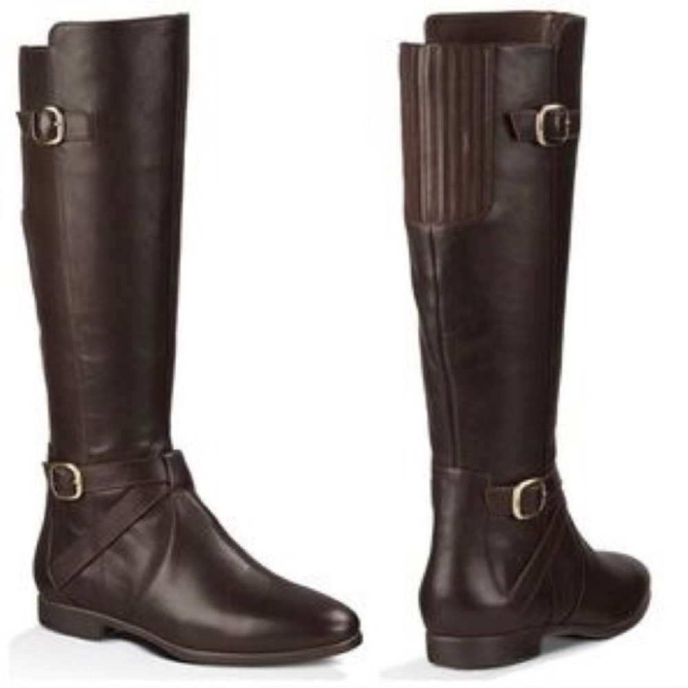 UGG Beryl  Brown Leather Tall Riding Boots US7 EU38 UK5.5 Retail $280